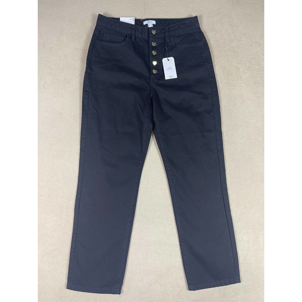 Forever 21 Slim Straight Womens 29 Jeans Black Denim High Rise Stretch NWT